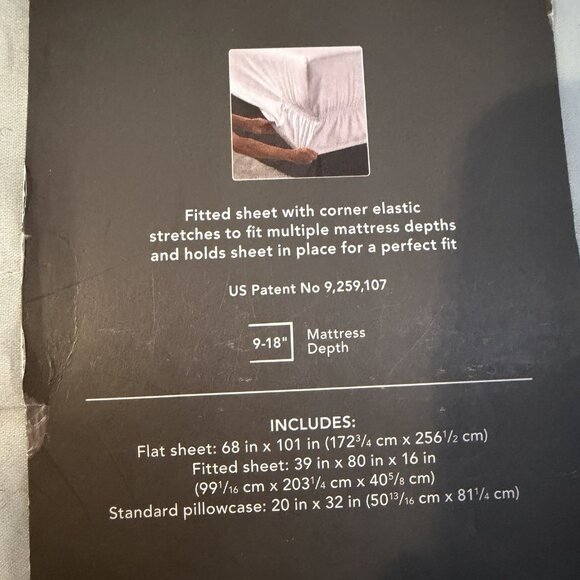 Threshold Twin XL Sheet Set + 2 Pillowcases 400TC Cotton Sateen Light Blue Dorm - Picture 6 of 7